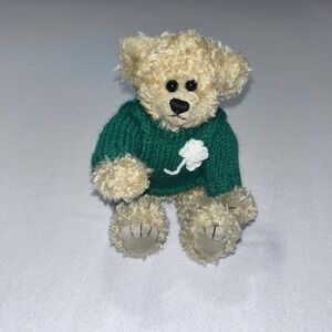 TY Blarney Bear, Clover Green Shamrock Sweater adjustable arms/legs VTG‎